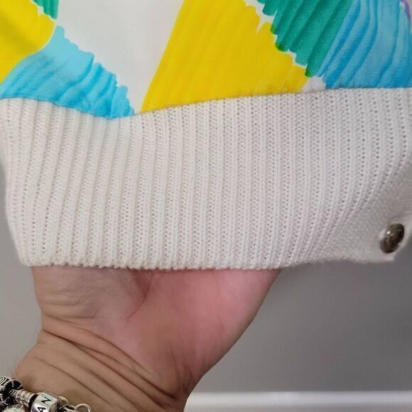 Bob Mackie Wearable Art Cardigan Jacket Small Multi Color Cable Knit Silk Unique - Picture 7 of 9